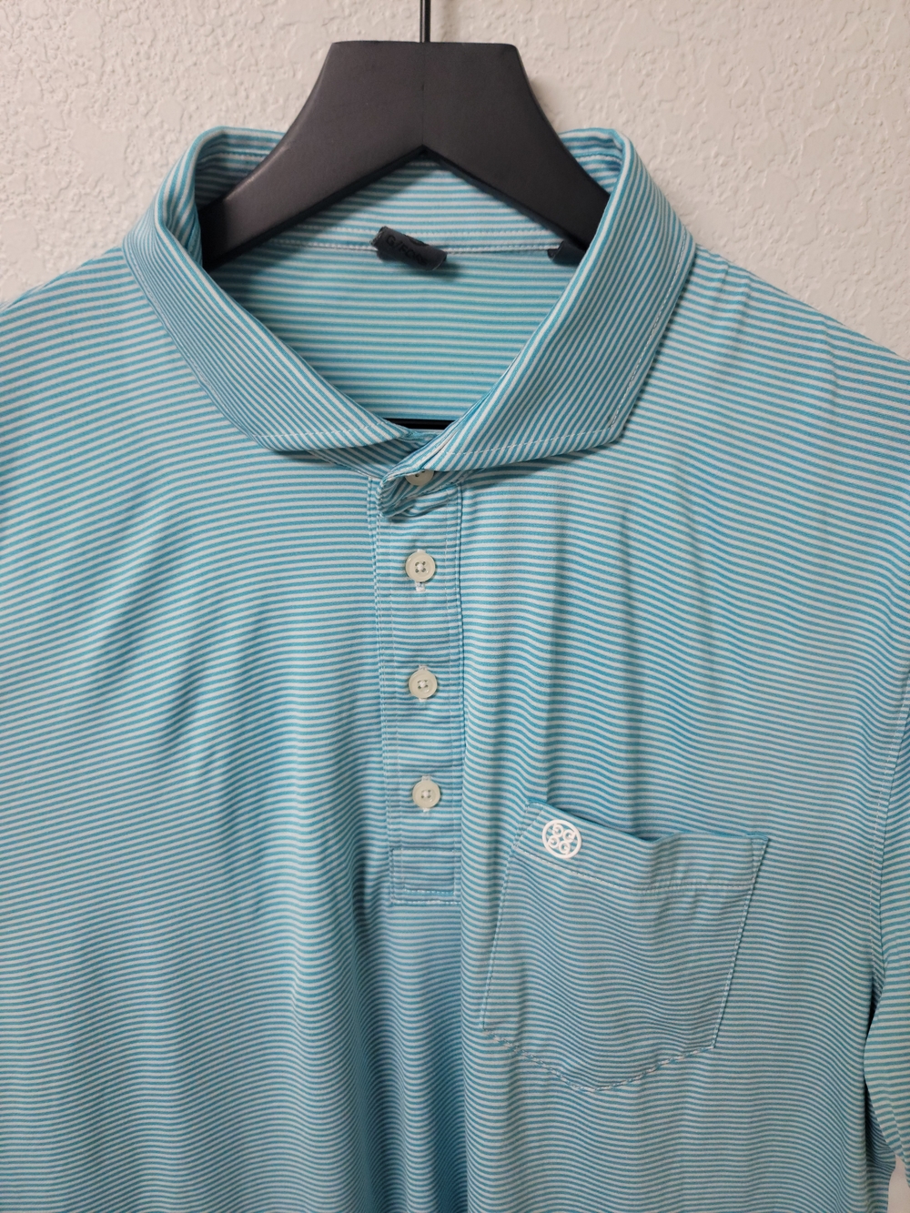 G/Fore Golf Performance Stretch Polo Blue White Striped Men's XL